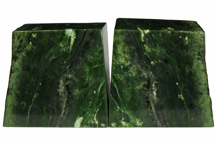 Tall, Polished Canadian Jade (Nephrite) Bookends #112713